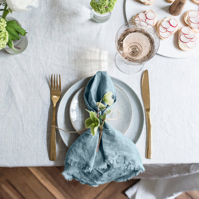 Raw Edge Smooth Linen Napkin Set (Choose 4 or 6)