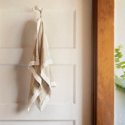 Bordered Linen Hand Towel