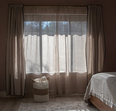 Smooth Bordered Linen Curtain