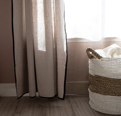 Smooth Bordered Linen Curtain