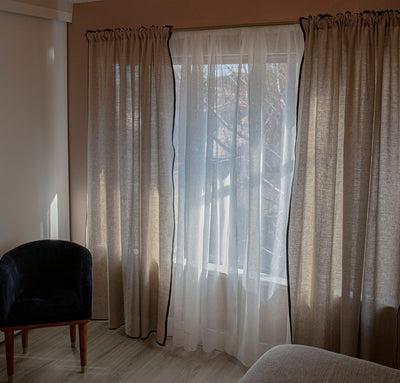 Smooth Bordered Linen Curtain