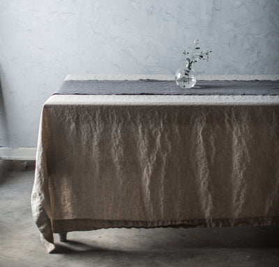 charcoal dark grey linen table runner, all-natural, quality table linens
