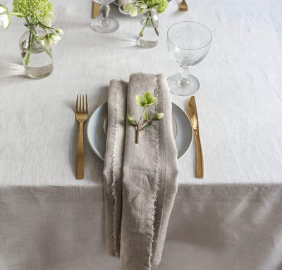 Raw Edge Smooth Linen Napkin Set (Choose 4 or 6)