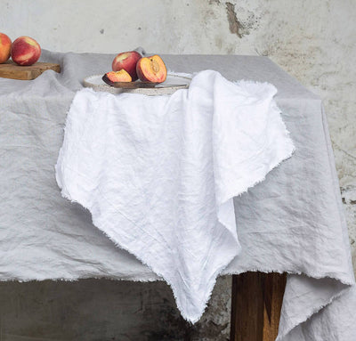 Raw Edge Smooth Linen Napkin Set (Choose 4 or 6)