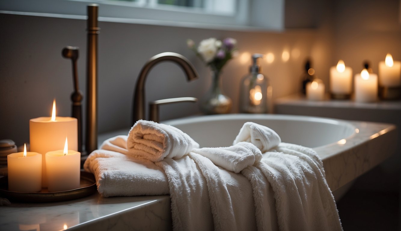 white towel and a scented candles