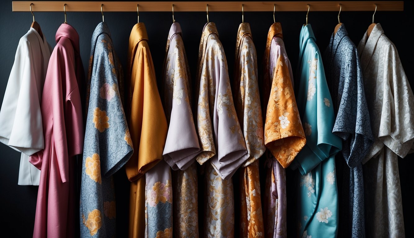 Colorful robes hanging on a wall
