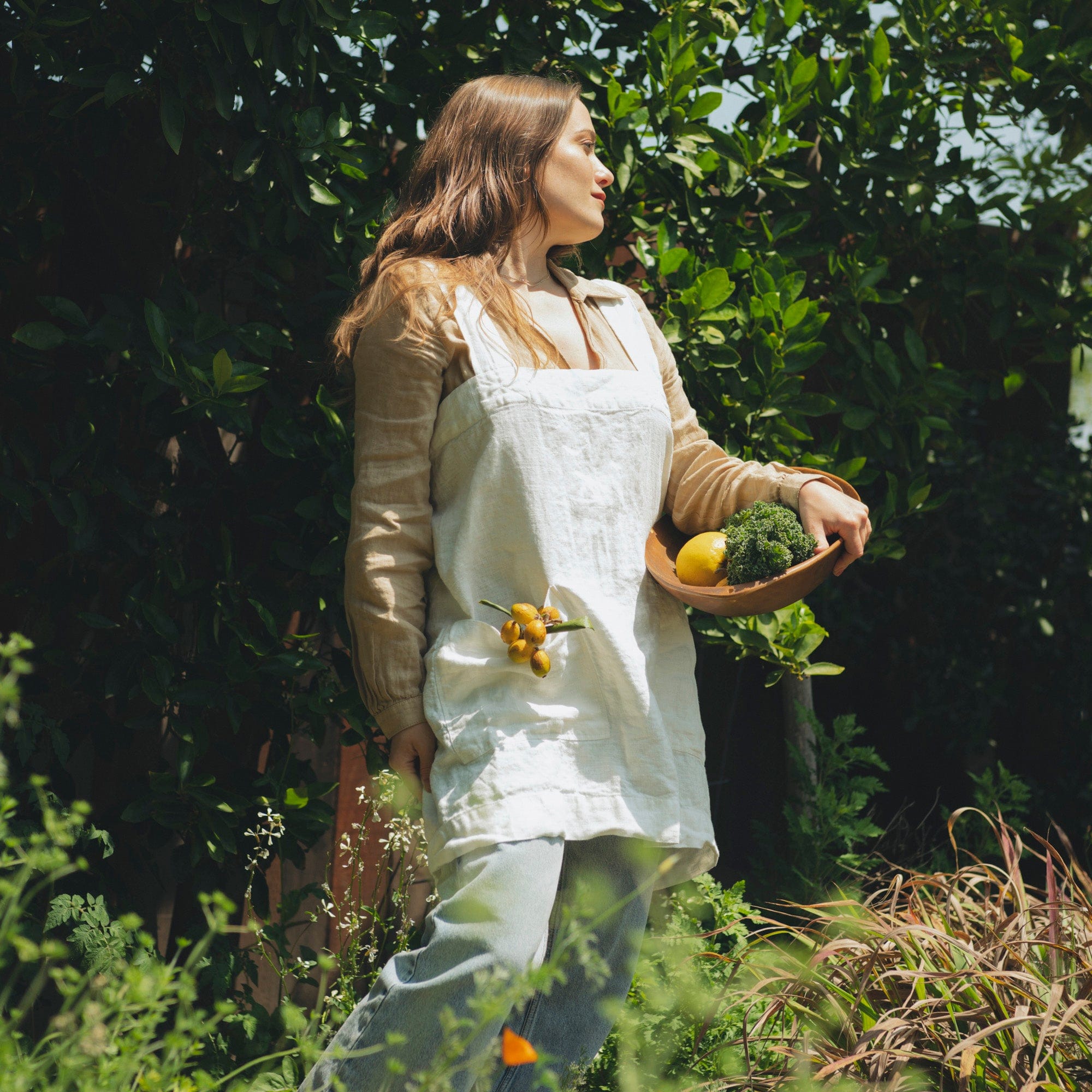 Heavy Linen Criss-cross Apron more Colours / Pinafore/ No-ties