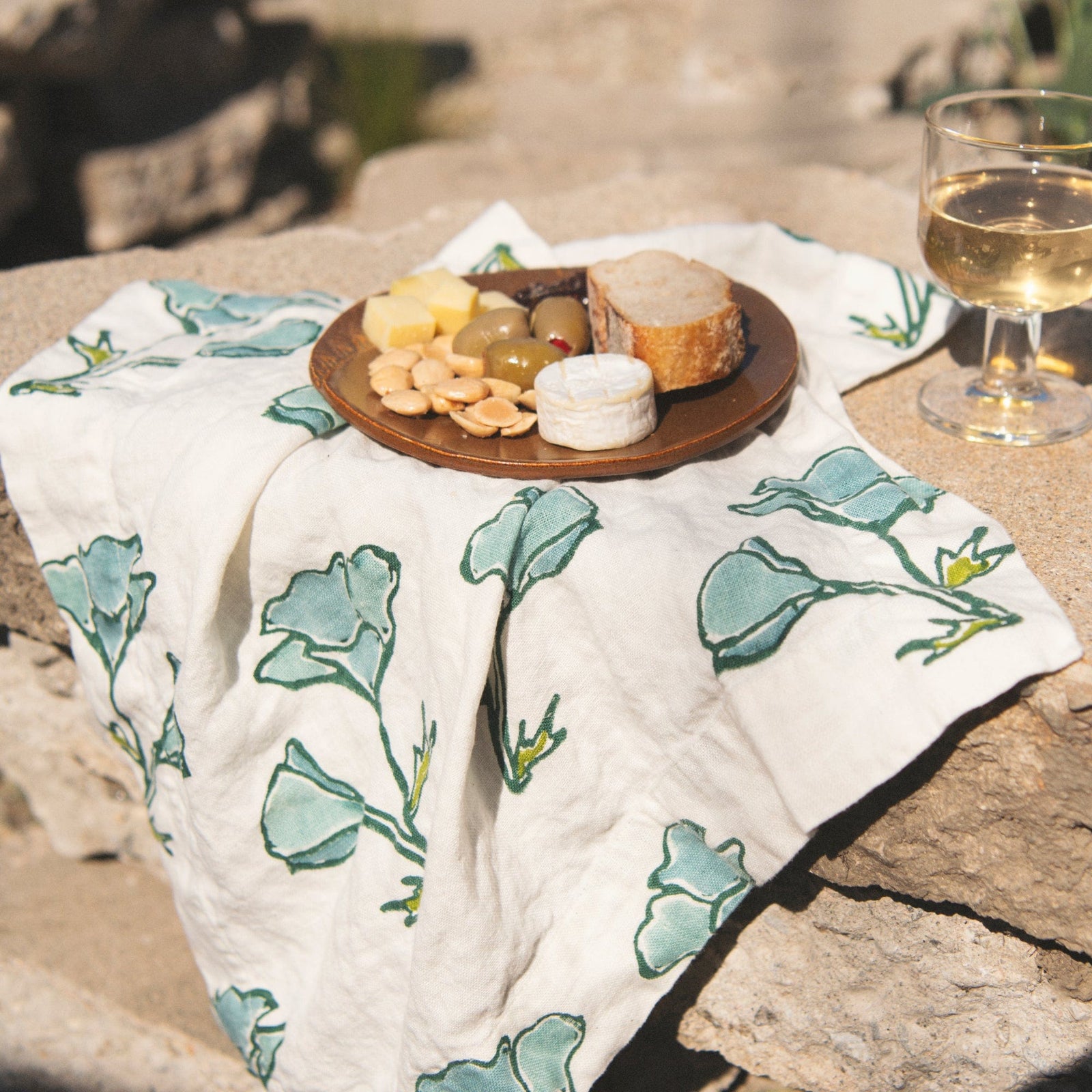 Orkney Block Poppy Print Linen Napkin