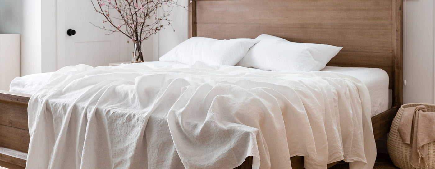 white linen bedding sheet