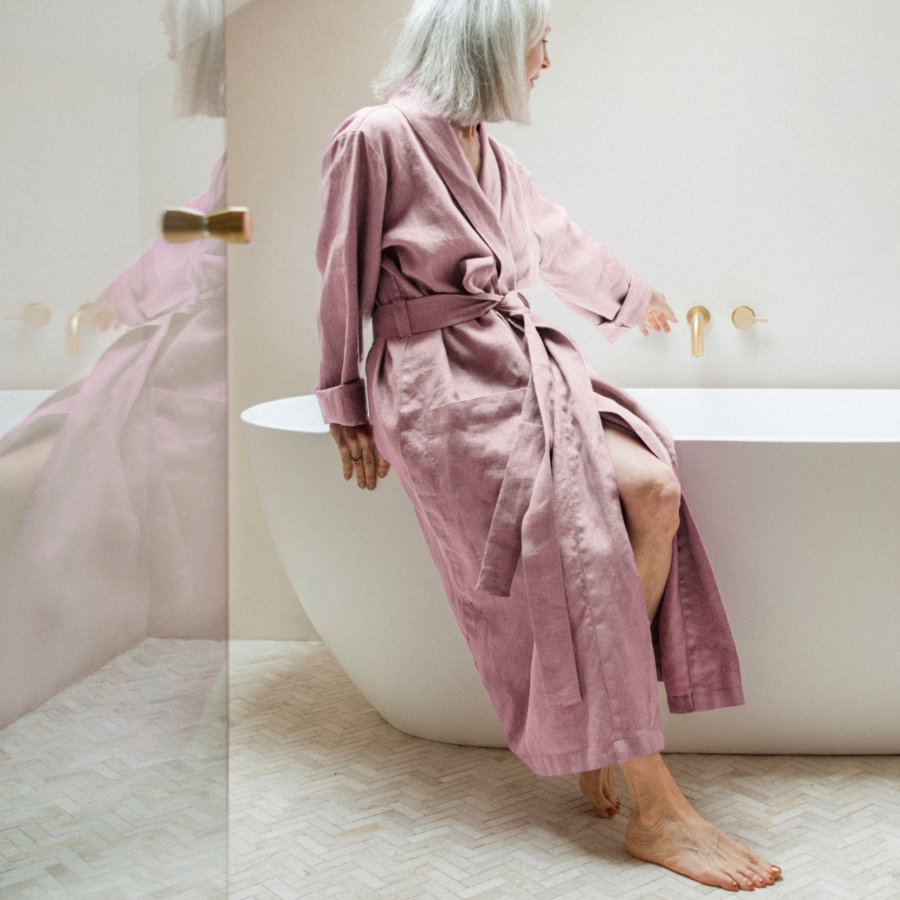 Fallen Bath Robe After Shower Robe - Rough Linen