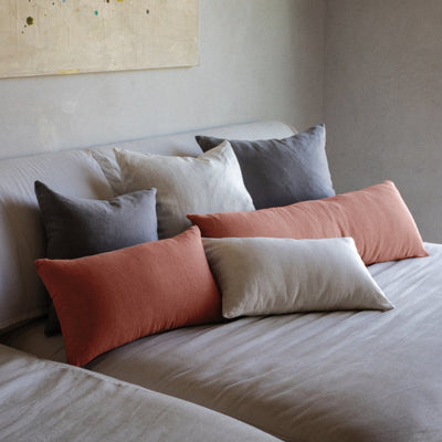 Shades of Aqua Linen Lumbar Bed Pillow, Decorative Pillows