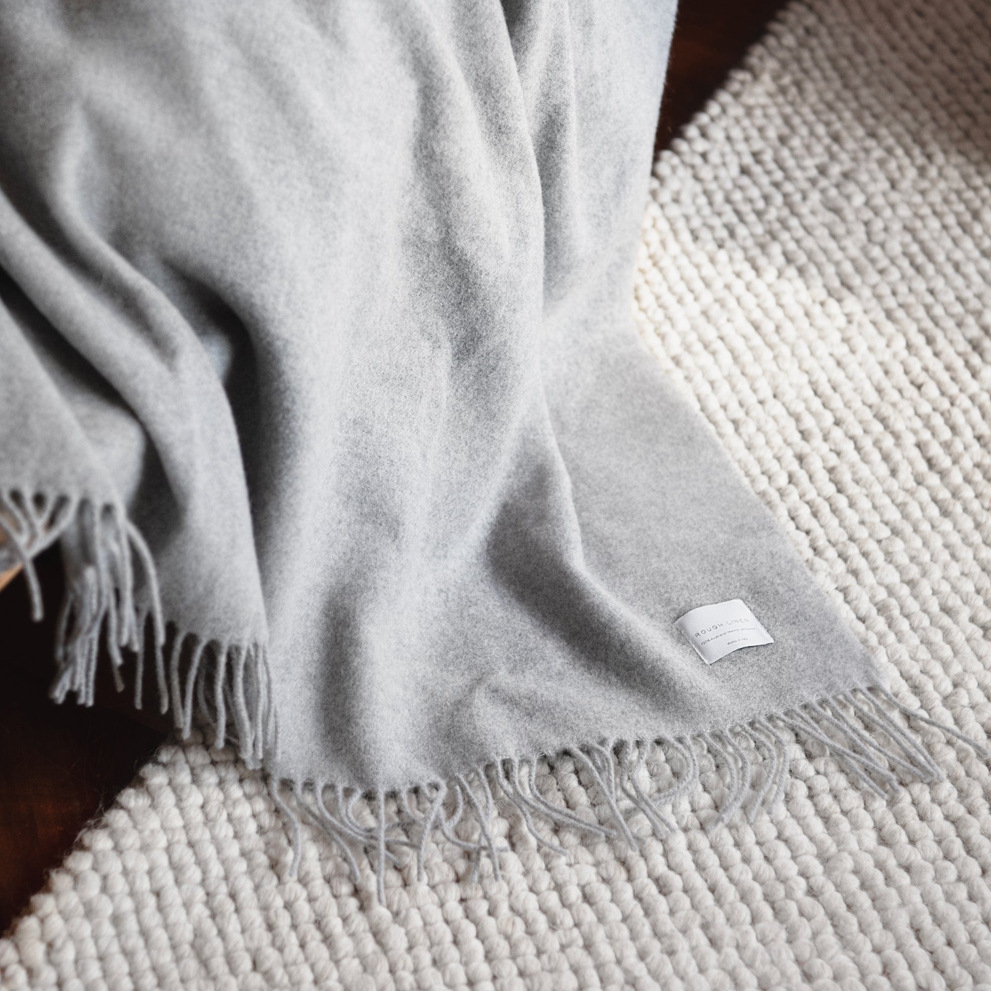 100% Merino Wool Throw Blanket Rough Linen - Main Image