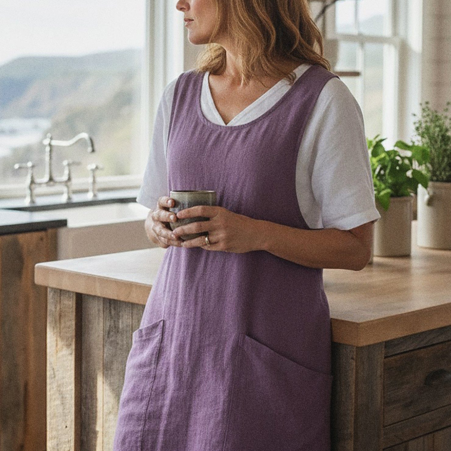 The Bella Linen Pinafore-Apron