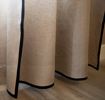 Smooth Bordered Linen Curtain (Ready to Ship)