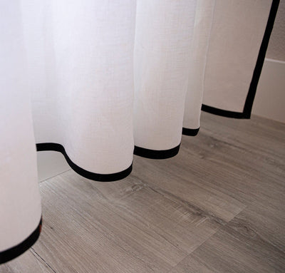 Smooth Bordered Linen Curtain (Ready to Ship)
