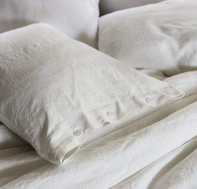 white linen pillow sham pillowcase cover, heavyweight textural off-white pillow covers