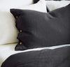 charcoal grey flax linen pillow sham pillowcase, heavyweight textural pillow covers with coconut buttons