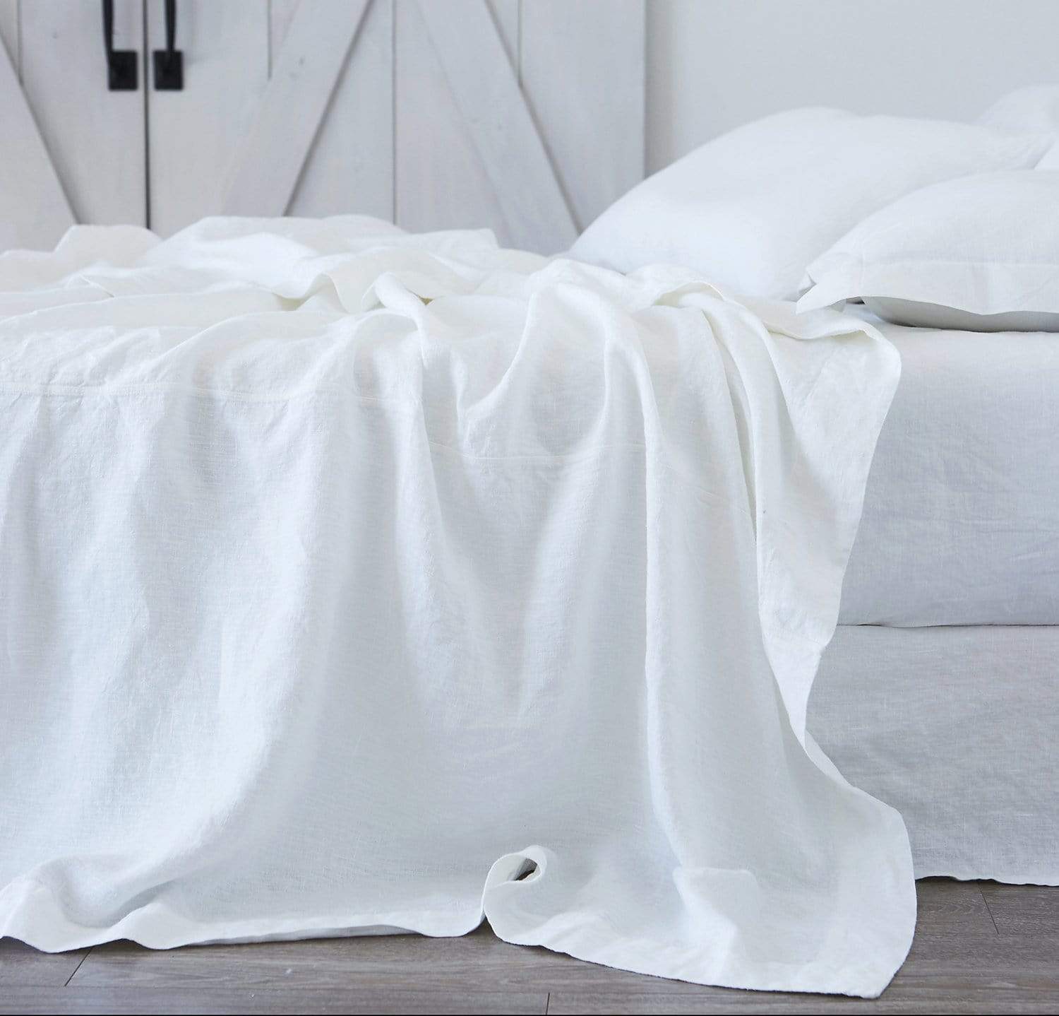 all-white bed, white linen summer bedding - summer cover lightweight linen blanket