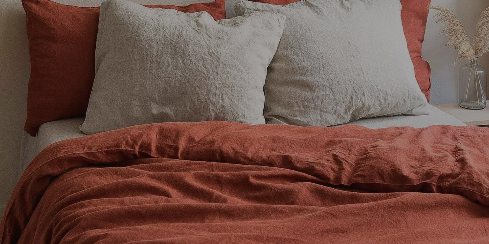 Bed layered in Sedona St. Barts linen duvet and pillows