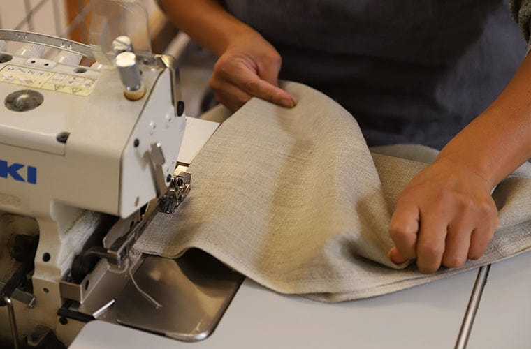 Linen fabrics in sewing machine