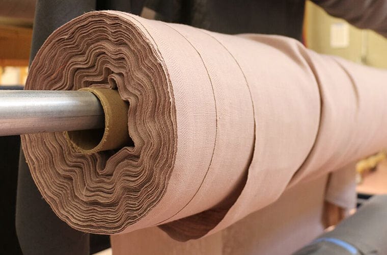 Sample roll of linen fabric