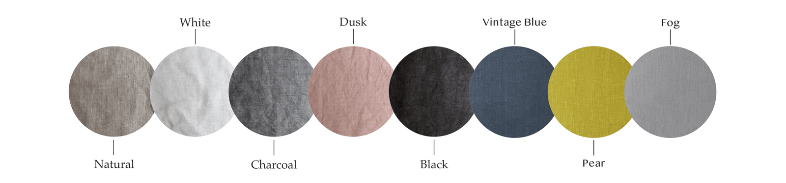 Various linen fabrics in a spectrum of colors
