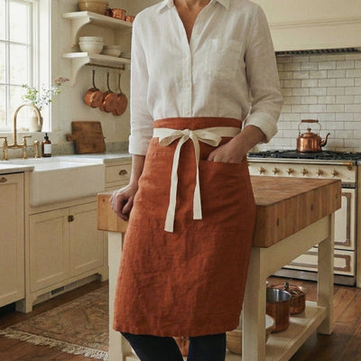 St. Barts Linen Half Apron