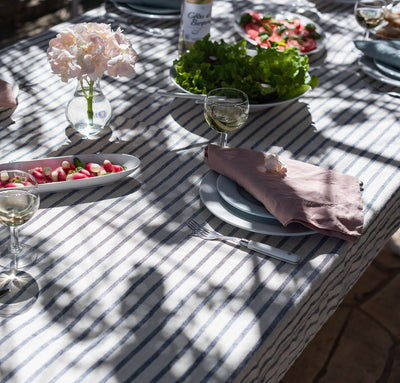 French Stripe Linen Tablecloth