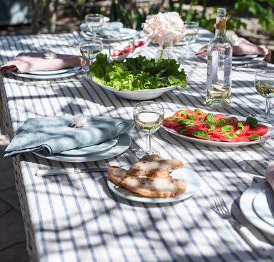 French Stripe Linen Tablecloth