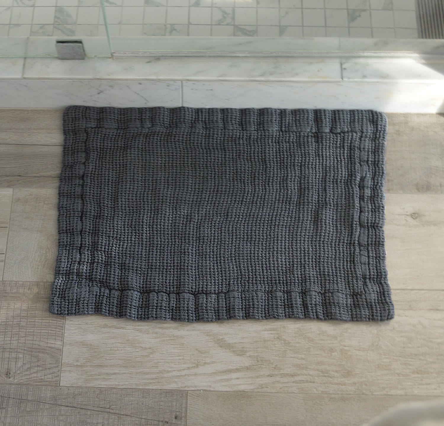 Waffle Linen Bath Mat