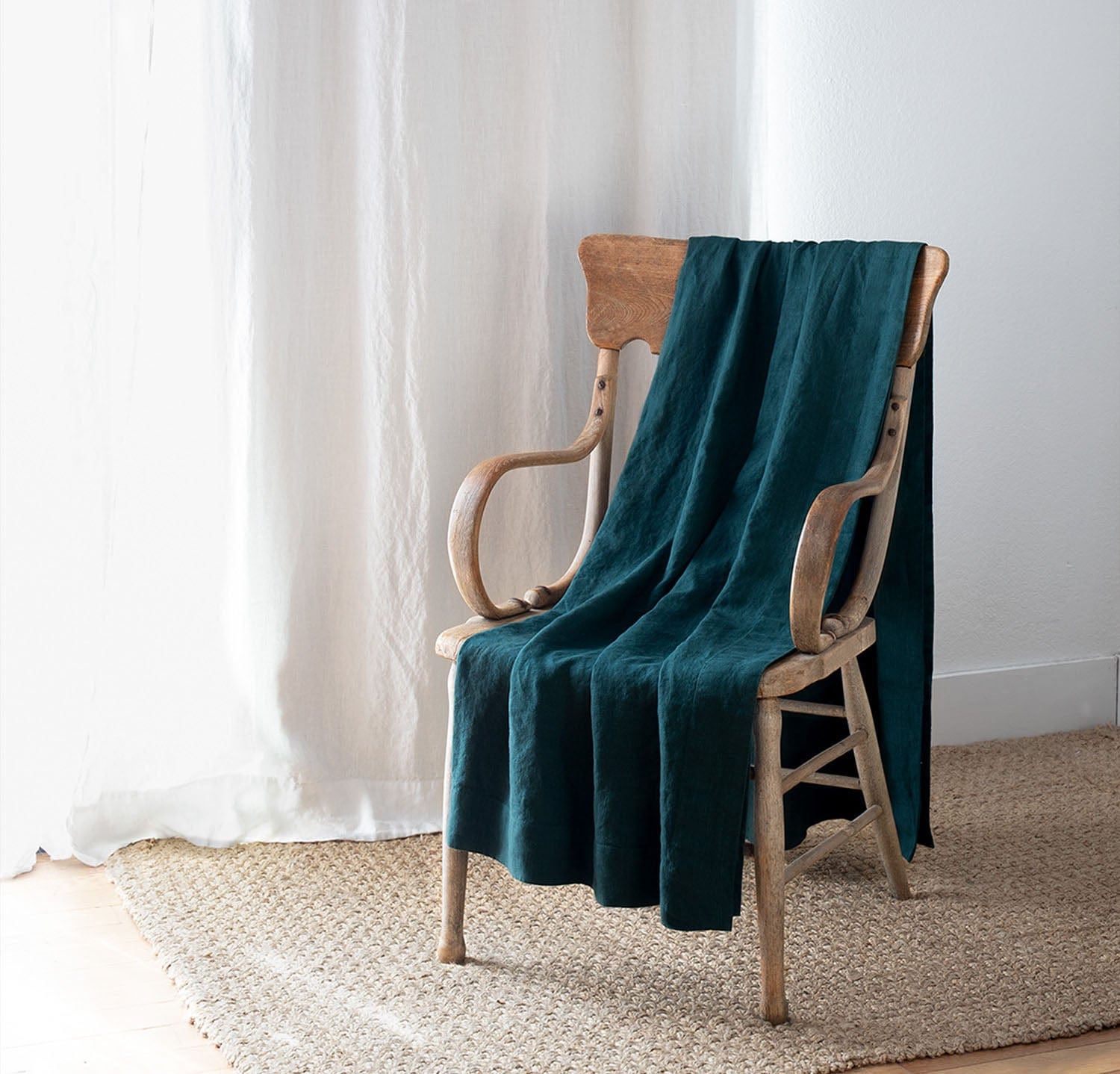 Orkney Linen Throw Blanket Rough Linen