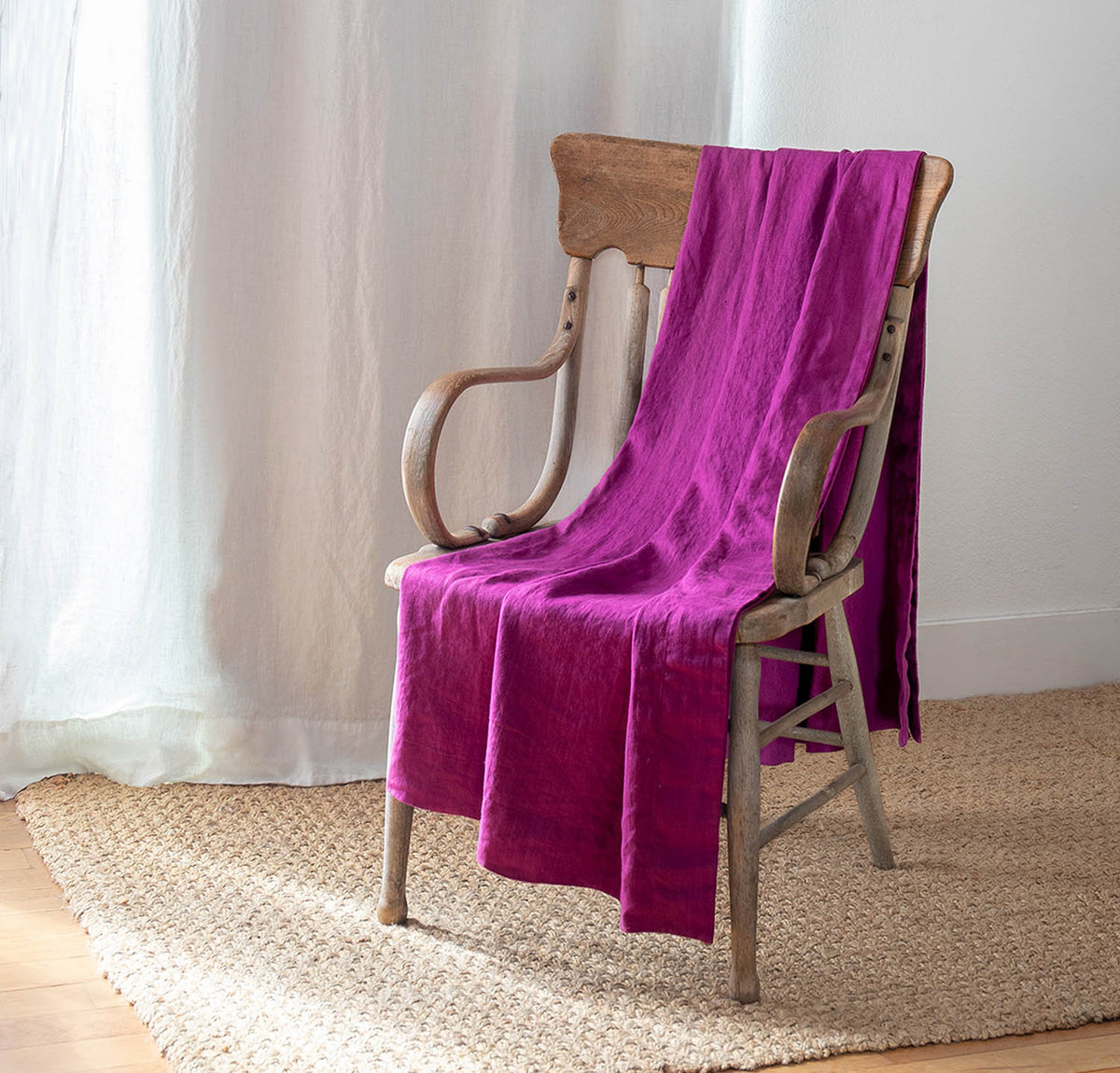 Orkney Linen Throw Blanket Rough Linen