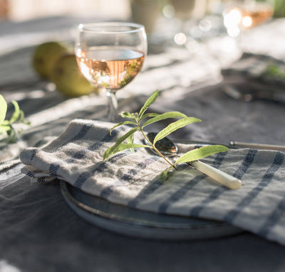French Stripe Linen Napkin Set (Choose 4 or 6)