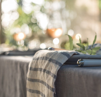 French Stripe Linen Napkin Set (Choose 4 or 6)