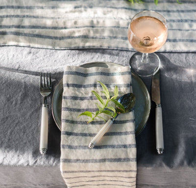 French Stripe Linen Napkin Set (Choose 4 or 6) (Ready to ship