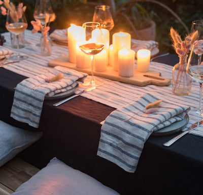French Stripe Linen Napkin Set (Choose 4 or 6)