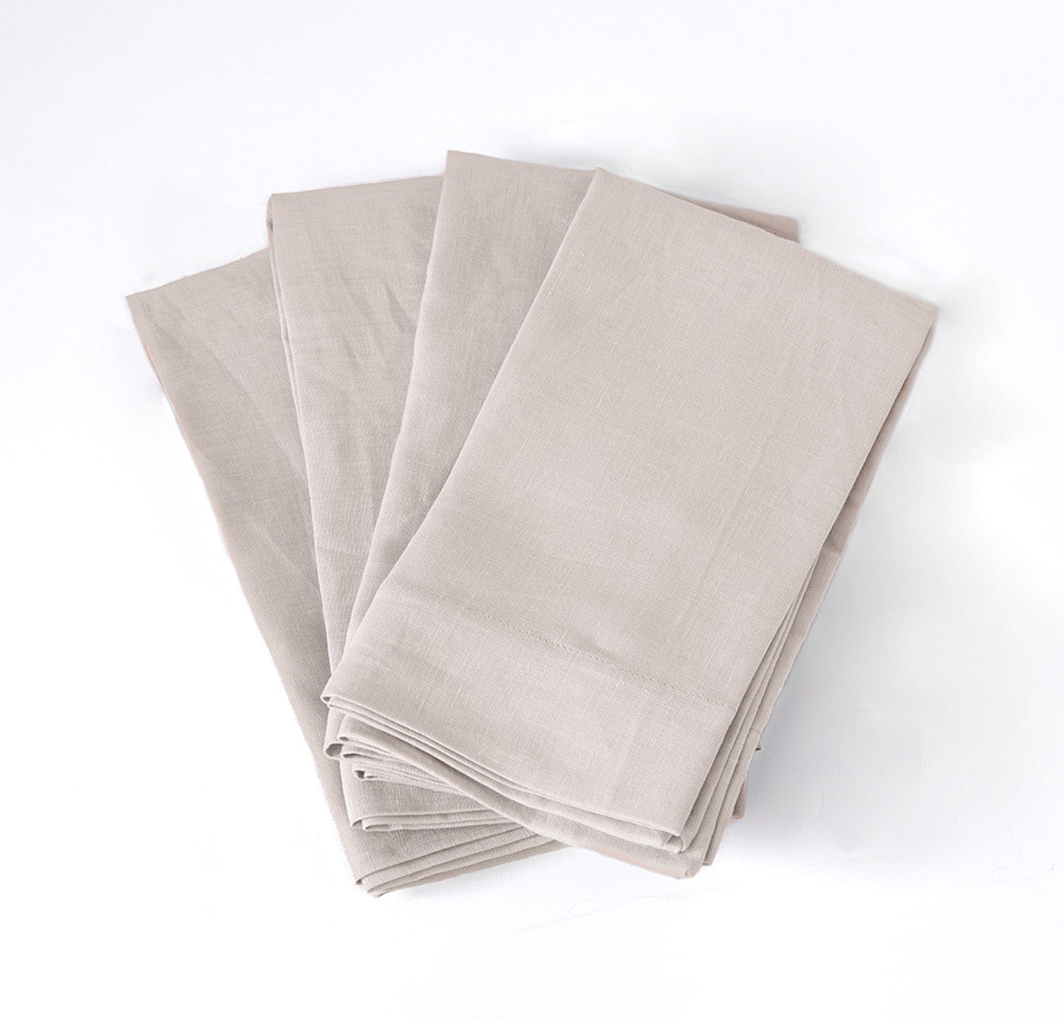 Rough Linen | Raw Edge Smooth Linen Napkin Set | Light Grey