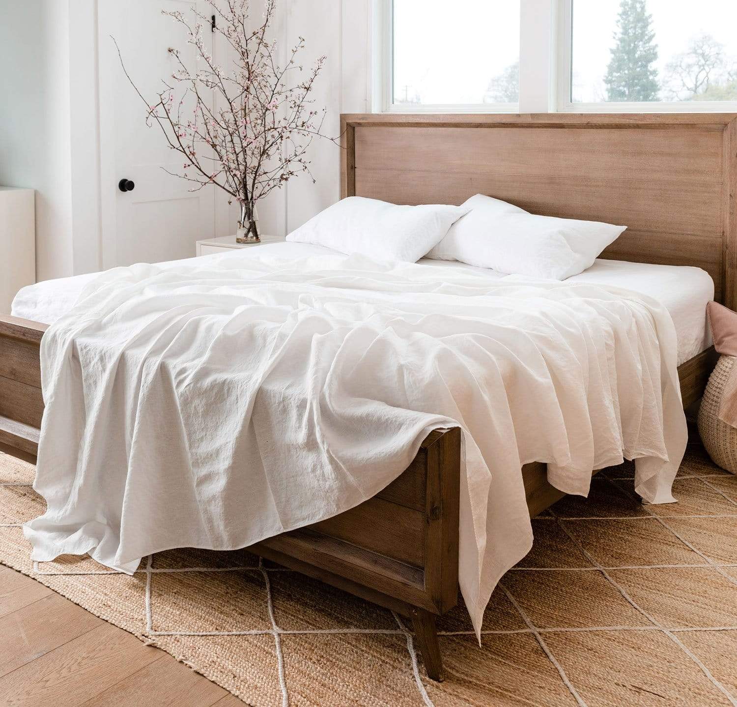 Natural Linen Bed Sheets - 4 Piece Linen Sheet Set - Twin, Full, Queen,  King and California King