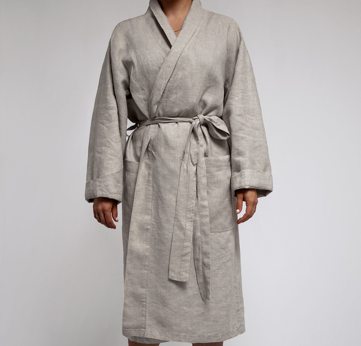 dressing gown linen Linen Robe, Misty Rose Misty Rose, Large