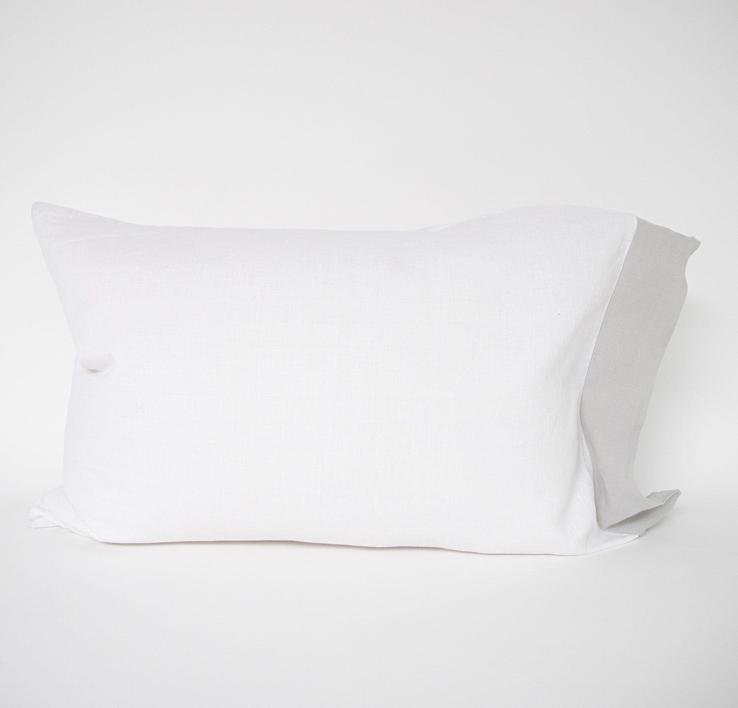 Rough Linen Queen Smooth Bordered Linen Pillowcase Light Grey Border