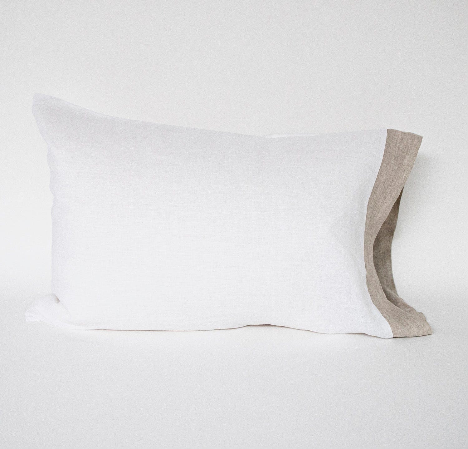 Rough Linen | King Smooth Bordered Linen Pillowcase | Natural Border