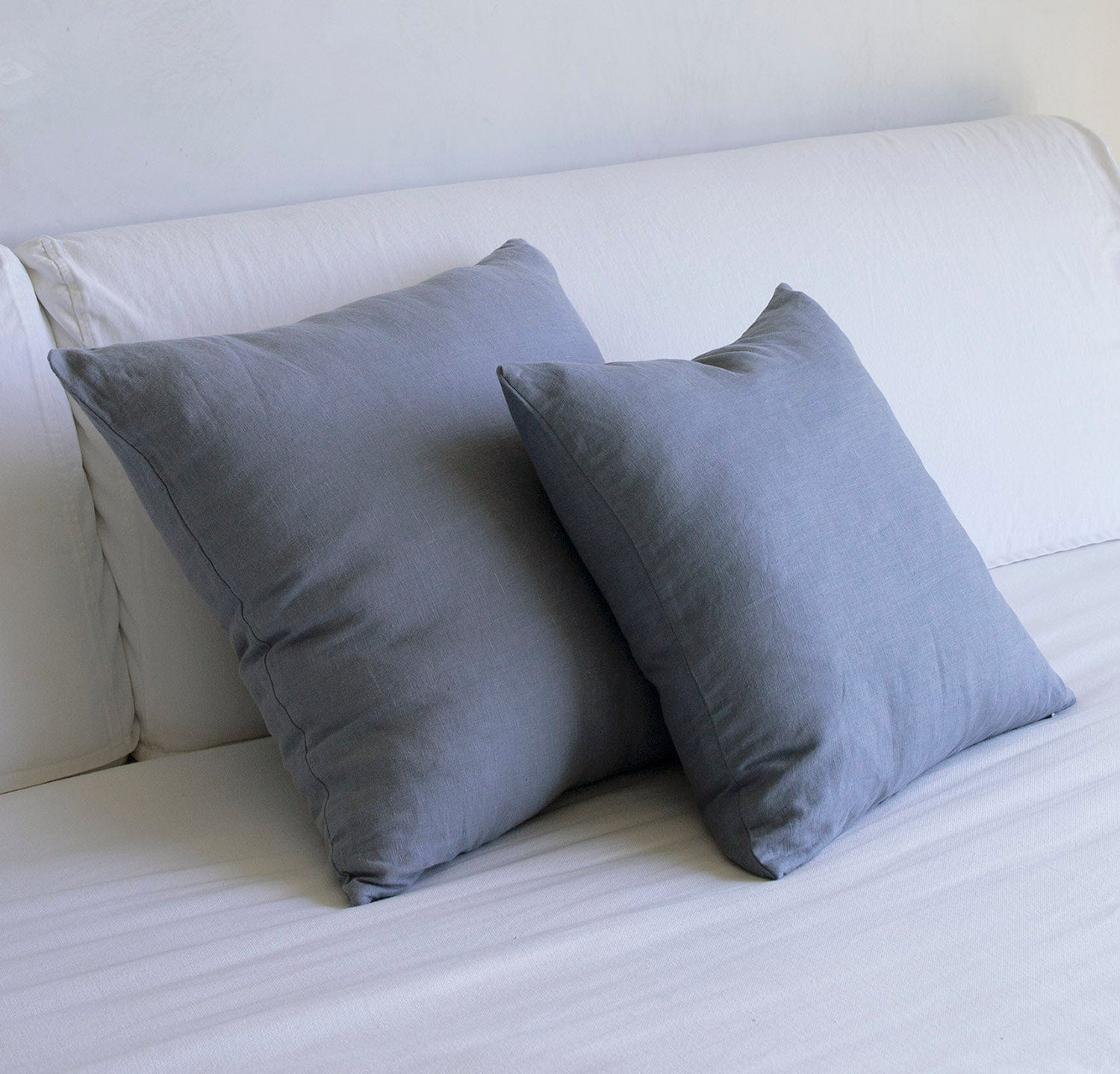 Blue linen throw pillow sales
