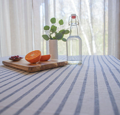 French Stripe Linen Tablecloth