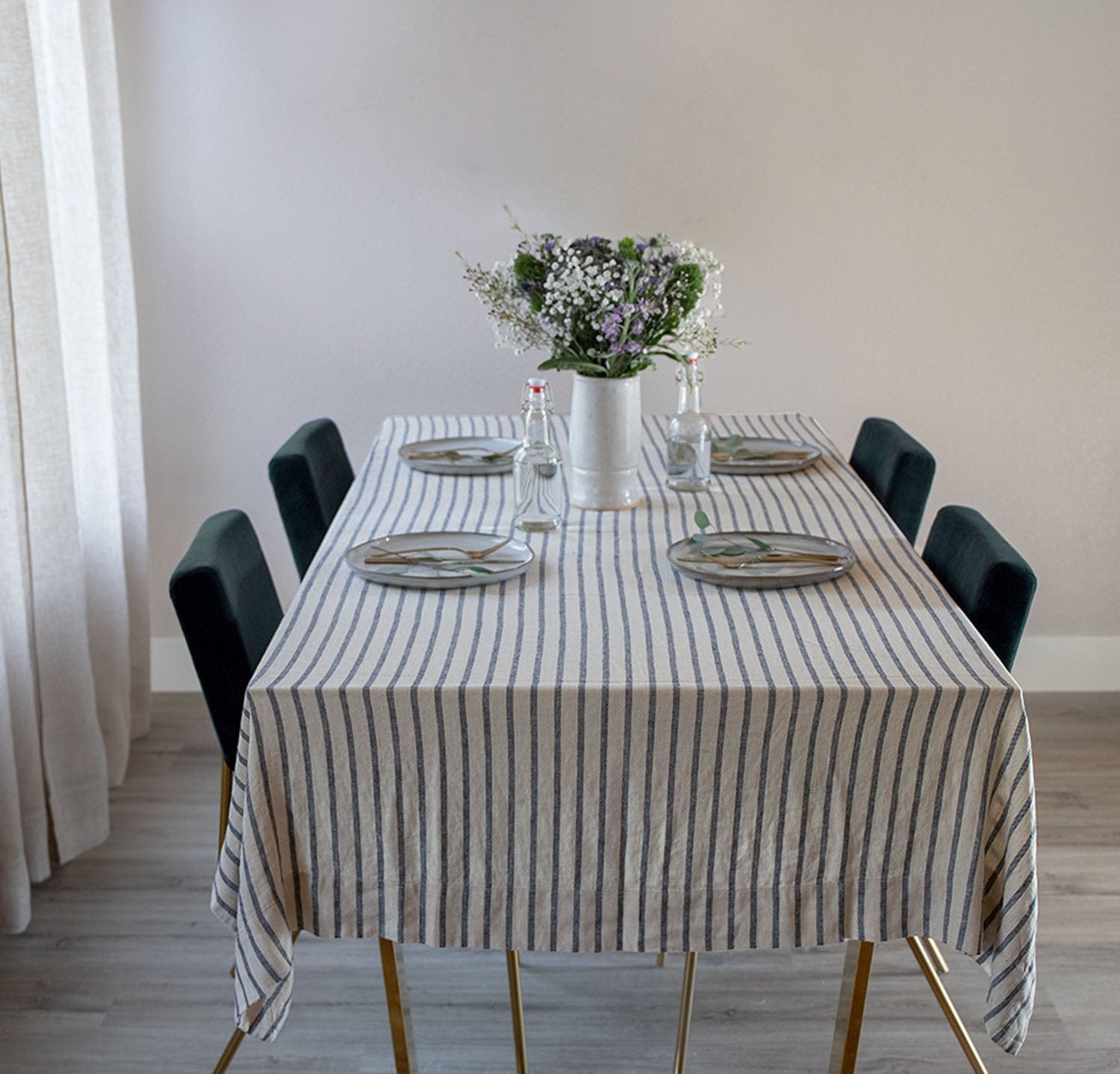French Stripe Linen Tablecloth