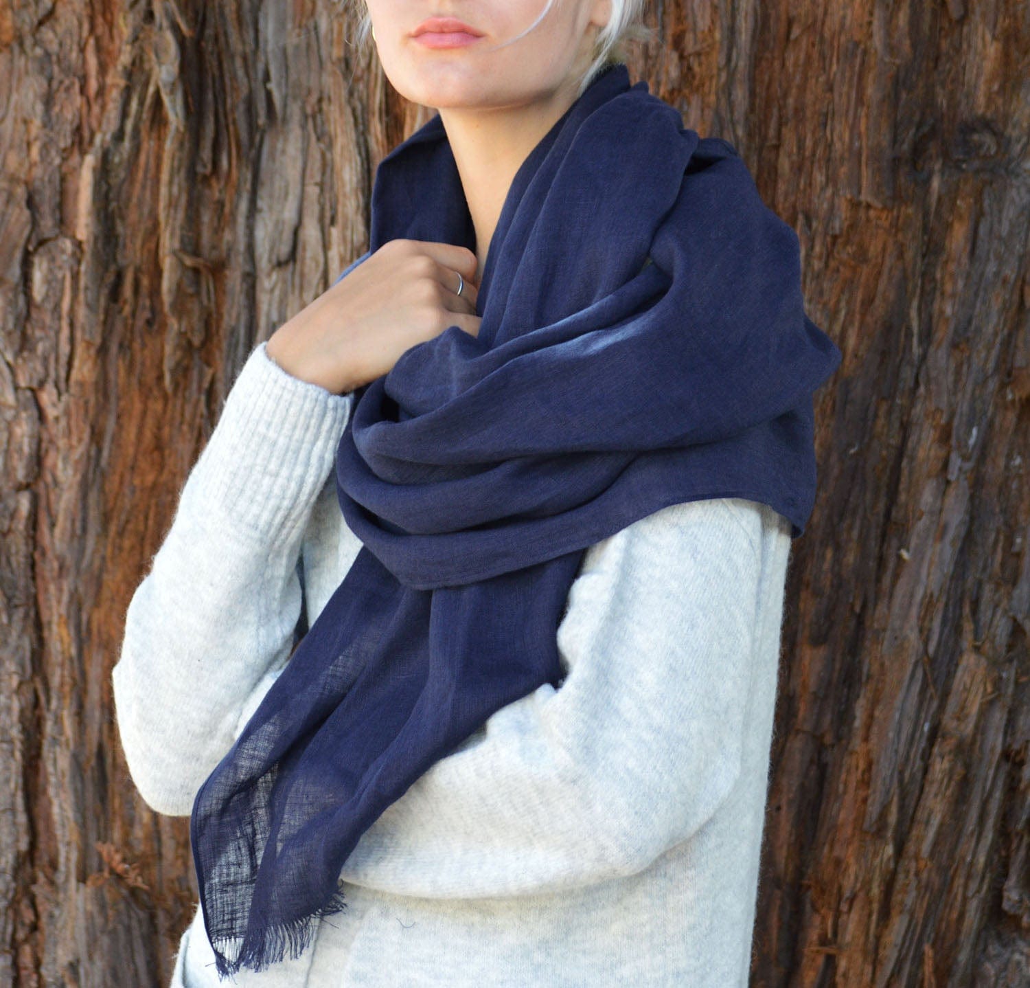 Evolution 2, Filtered Scarf in Navy with White Floral Pattern (MERV 16) —  Remlo Studios