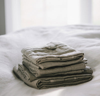 Linen Bath Makeover  Pure Linen Bath Towels and Mat Set - Rough Linen