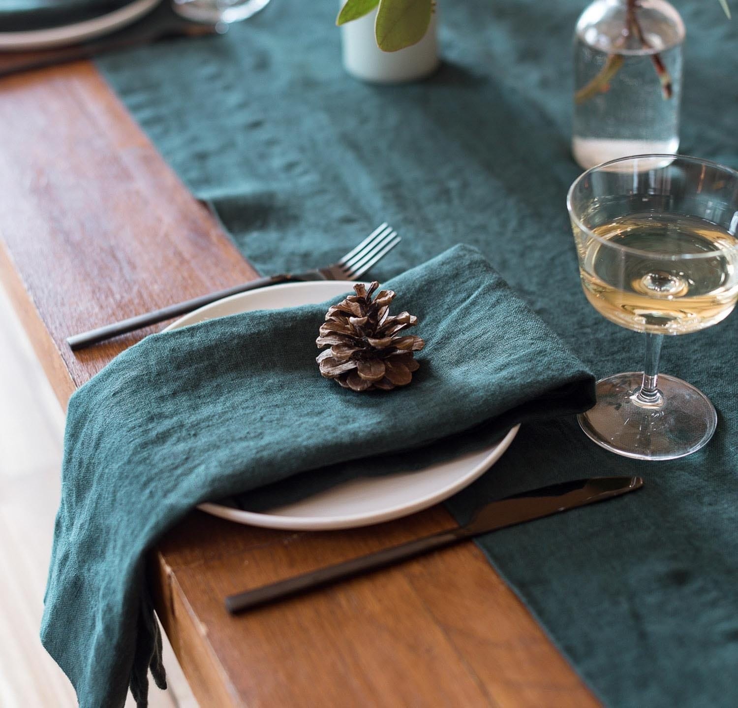 Natural Linen Napkins, Cloth Dinner Napkins for Christmas Table