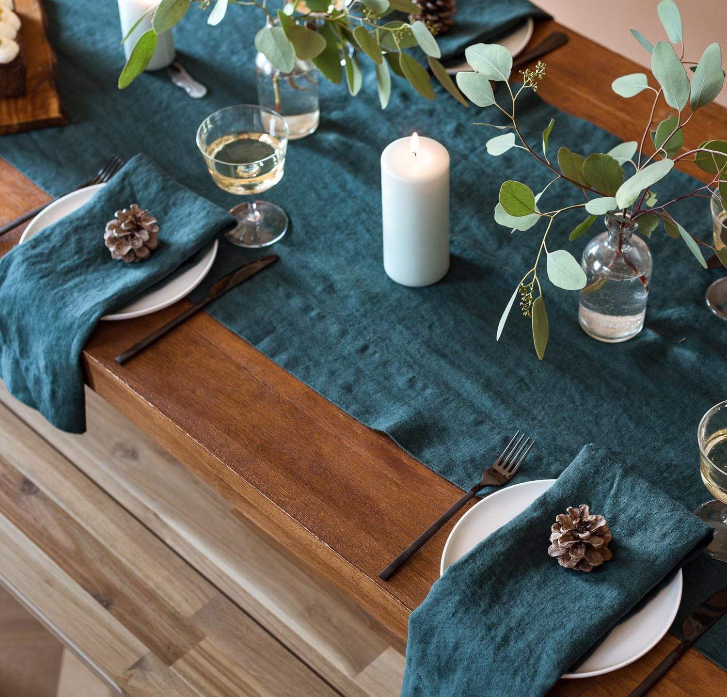 Rough Linen | 12 Feet Orkney Linen Table Runner | Forest Rough Linen | 12 Feet Orkney Linen Table Runner | Forest