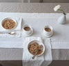 dining table scene with 100% linen napkins heavyweight Orkney linen fabric off-white white color