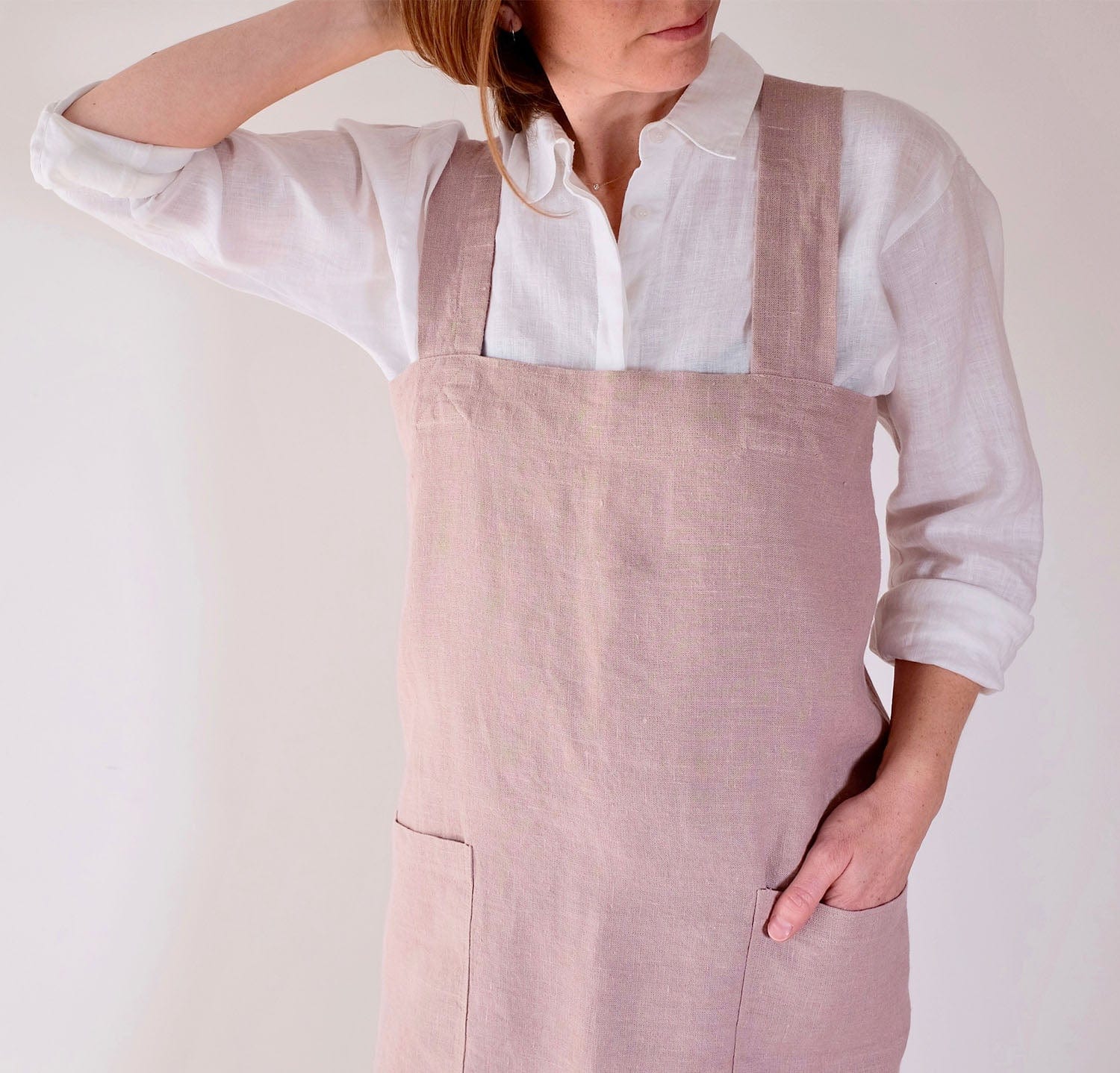 Heavy Linen Criss-cross Apron more Colours / Pinafore/ No-ties